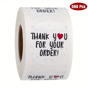 500pcs DIY Thank You Adhesive Stickers for Small Business, 1 Roll Pack, Perfect for Online Stores, Gift Box Decoration, Convey Gratitude