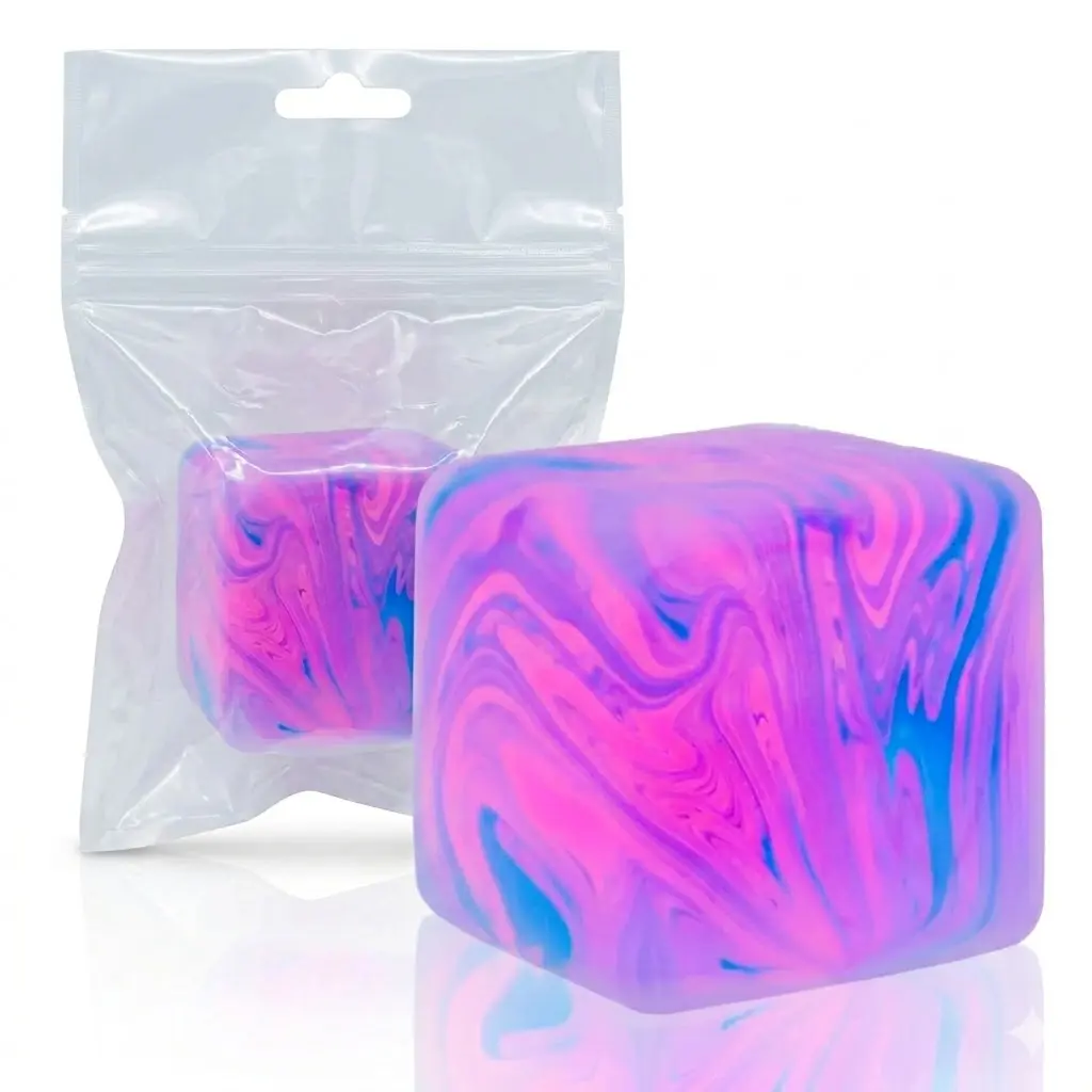 Squishy Stress Cube Fidget Toy, Stress Ball for Kids and Adults, Ice Cube Squishy Squeeze Ball, High-Density Sensory Toy for Student Calming and Stress Relief, Cute Squishies