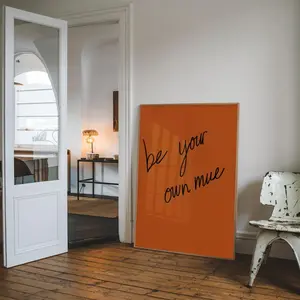 Be Your Own Muse Wall Art – Bold Motivational Quote Print, Modern Handwritten Typography Poster, Burnt Orange Minimalist Décor