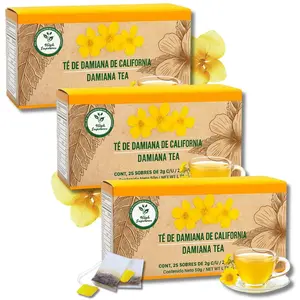 Damiana Herbal Tea – 100% Turnera diffusa – 25 Tea Bags (3-Pack) – Natural Caffeine-Free Infusion – Traditional Mexican Herbal Beverage – Té de Damiana de California – Hecho en México