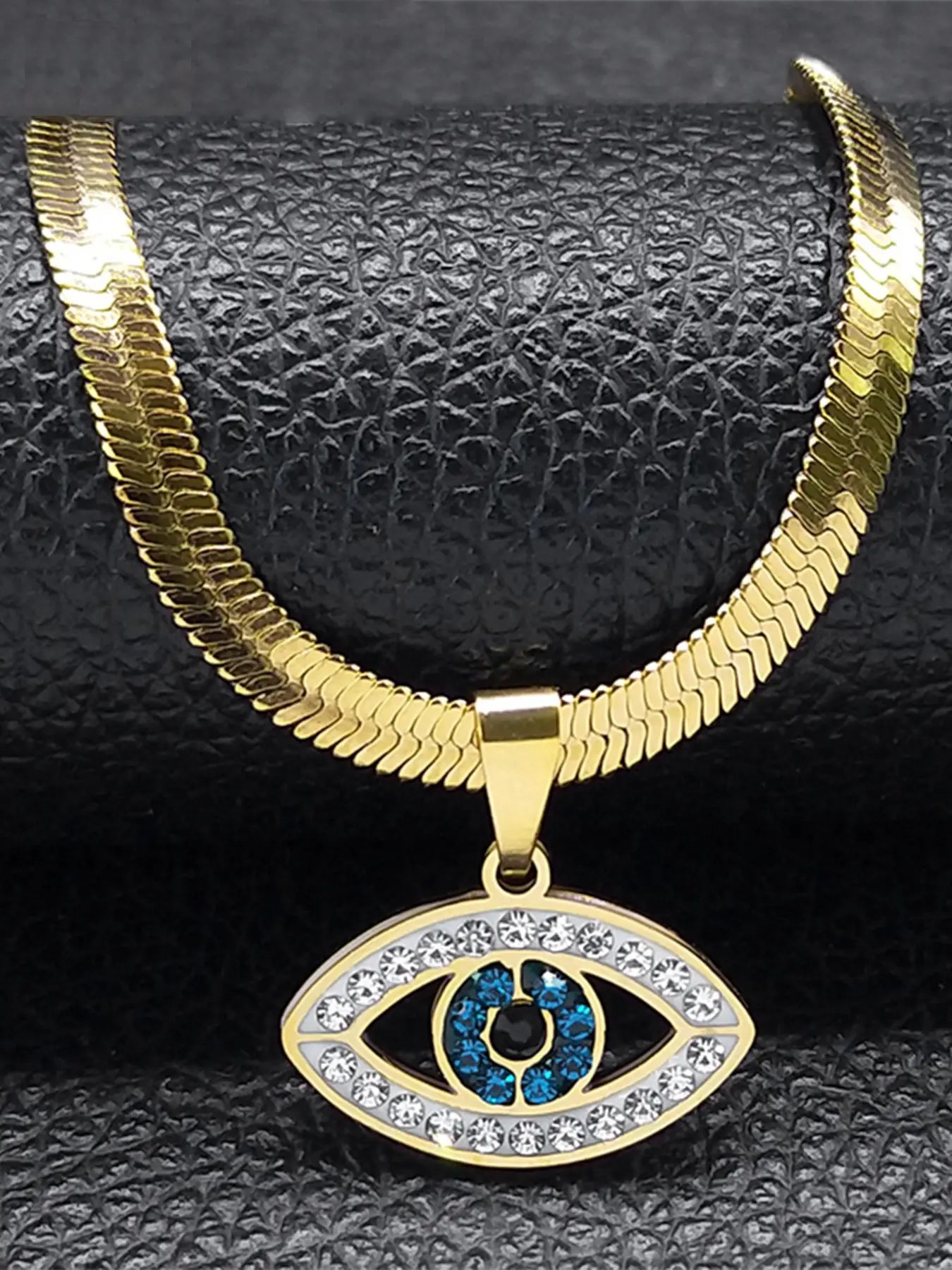 Vintage Crystal Evil Demon Eye Goth Choker Necklaces for Women Stainless Steel Gold Plated Chain Necklaces collares mujeres Statement Necklace Neck Jewelry