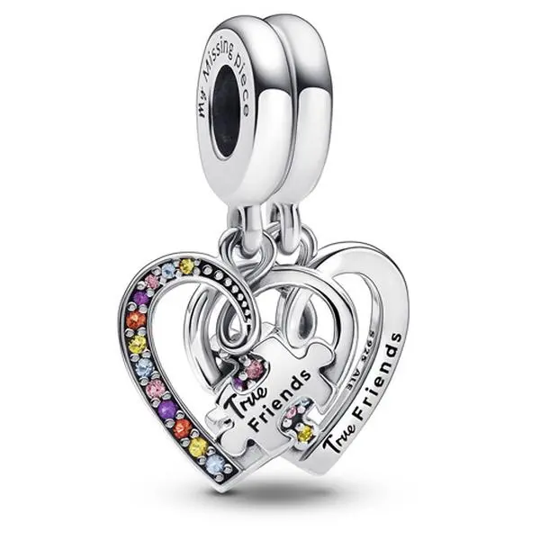 Pandora Puzzle Piece Hearts Splittable Friendship Dangle Charm 792239C01