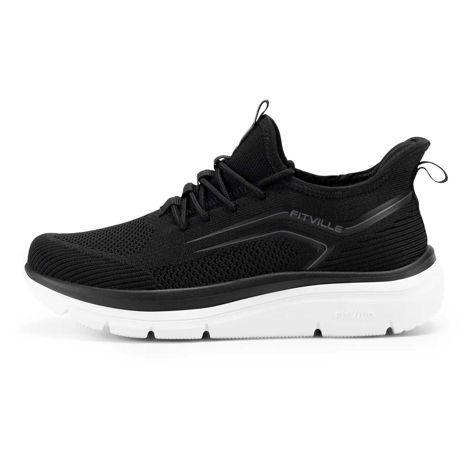 Fitville Men's Cloud Strider V1 Breathable Running Shoes, Low-Top Knit Workout Sneakers with Wide Toe Box and Thick Shock-Absorbing Soles