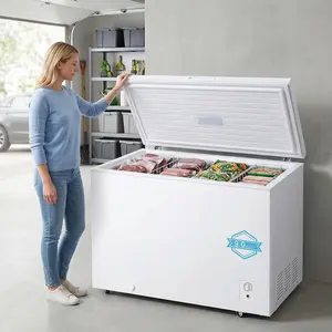 Large Capacity 9.0 Cu ft Chest Freezer with 8 Adjustable Thermostat -11.2°F to 10.4°F Removable Basket Universal Wheels Manual Defrost for Garage
