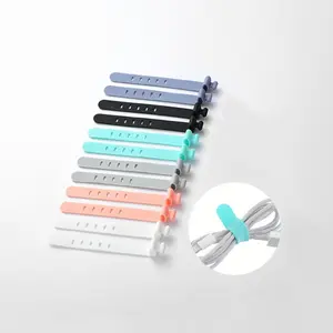 Random Color 20-Pack High Elasticity Wire Wraps, Earphone Storage Box, Phone Charger Organizer, Silicone Hanging Bag with Data Cable Holder, Cable Management Kit, Cord Organizer, Desk Organizer, Desk Accessory