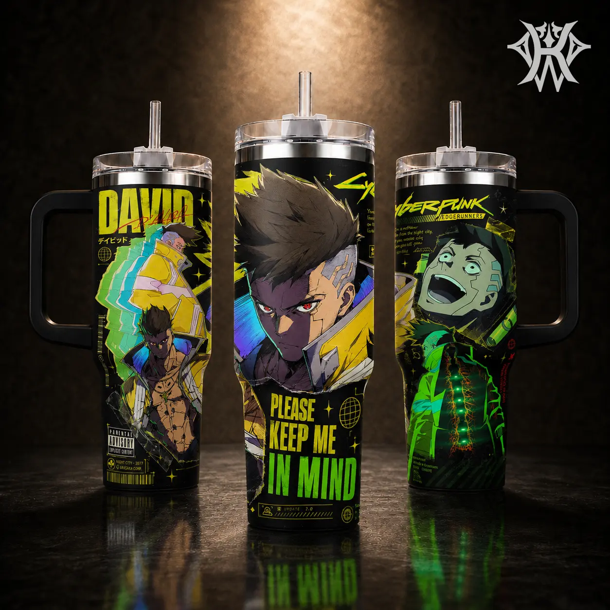 David Martinez Cyberpunk Edgerunners Tumbler 20oz 40oz with Handle Insulated Stainless Steel Travel Mug Please Keep Me In Mind Quote Anime Gift for Gamer Otaku Night City 2077 Merch Christmas Birthday