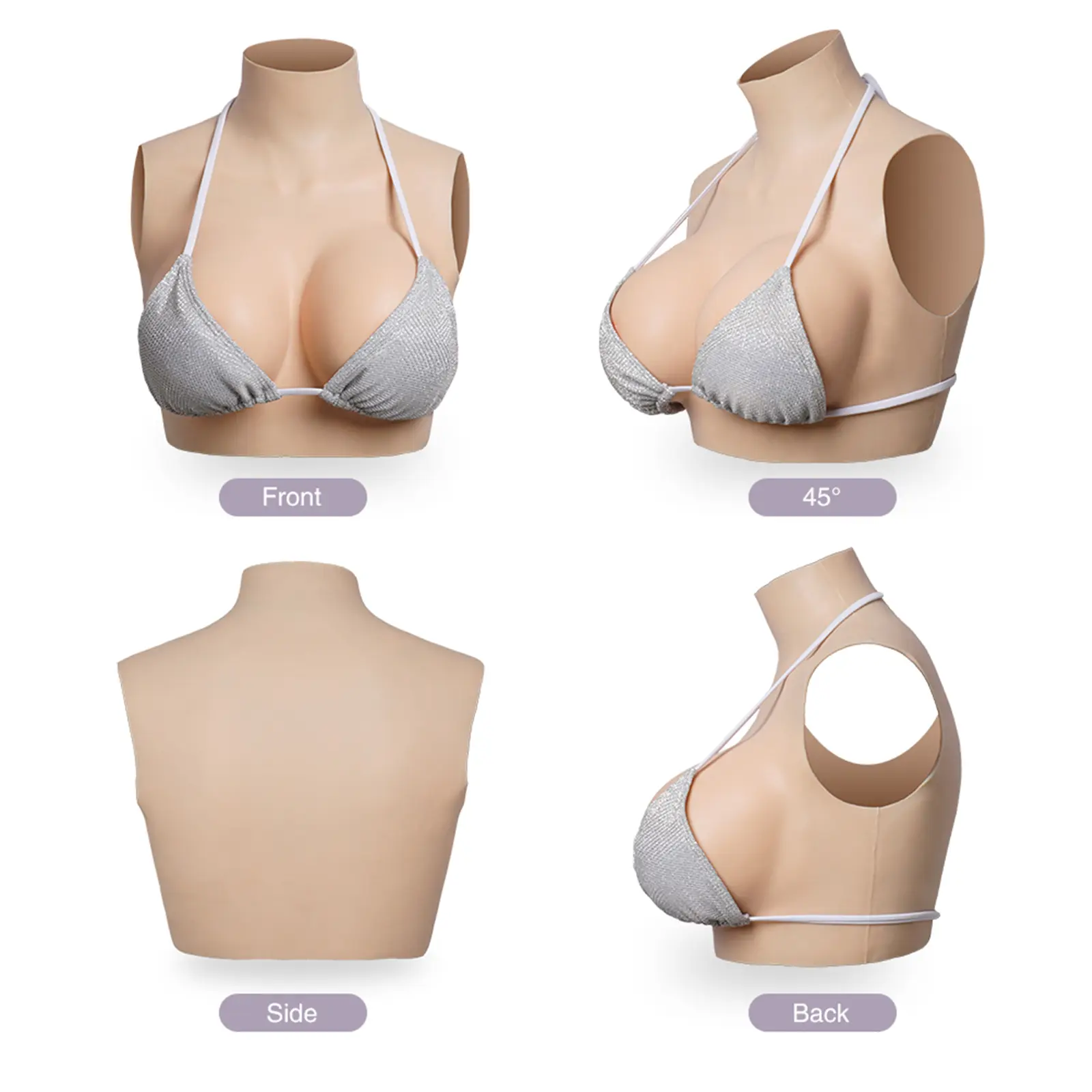 Silicone Breastplate Designed Specifically For Cross Dressers, High Neck Design Breast Silicone Plate B-G Cup, Silicone Breastplates, Suitable For Movie Props, Surprise Gift For Friends.
