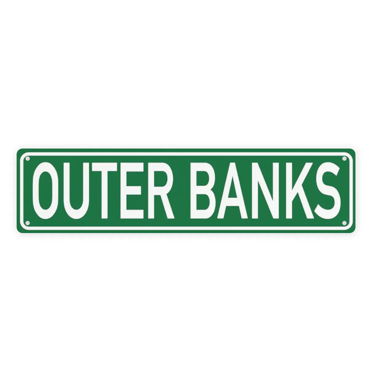 Outer Banks Classic Clean Green Metal Street Sign Beach House Coastal Wall Hanging Decor 4x16in