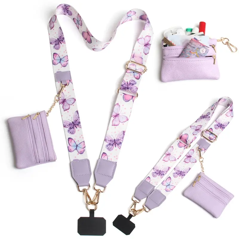 Clip & Go Leopard Strap - Purple/Black/Gold W/RFID Pouch