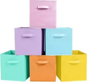 Collapsible Storage Cubes with Handles Foldable Bins for Closet Shelves Durable Organization 10.5 X 11 X 10.5 - 6Pack Bin_Cubes
