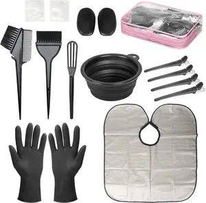 16 Pieces Hair Dye Coloring Kit- Hair Tinting Bowl, Hair agitator, Dye Brush, Ear Cover, Hairpin, Hair Coloring Cape For Hair Dye Tools