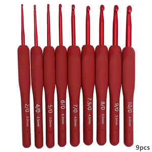 9pcs Crochet Hook Set, 9 Sizes 2.0-6.0mm Crochet Needle With Rubber Grip, Yarn Needle Knitting Crochet Supply For Beginner Case DIY Art