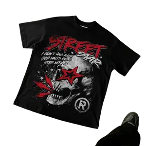 Men's Street Star Skull Stars Vintage Graphic Cotton T-shirt y2k graphic white tee men fashion outdoorfun