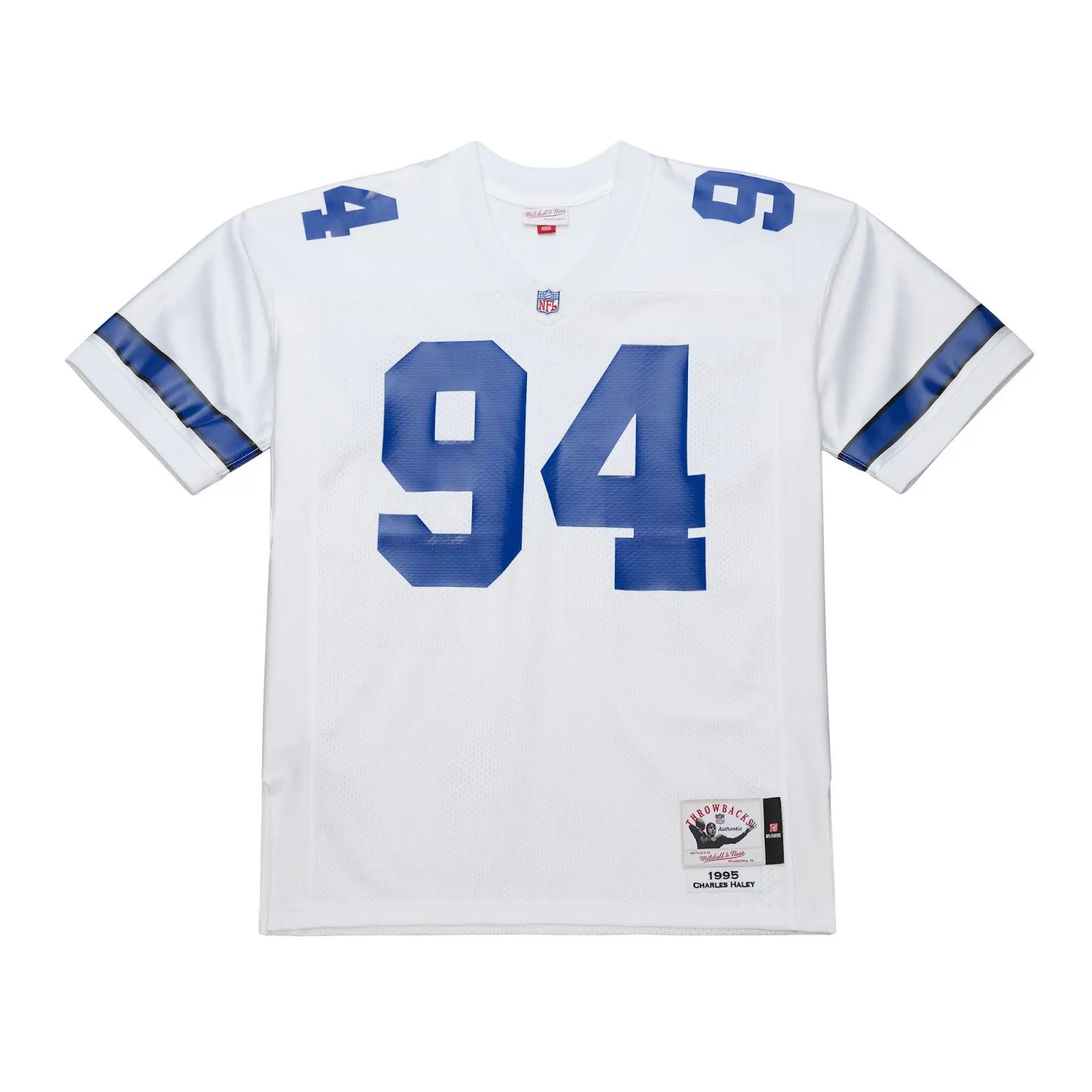 Charles Haley Dallas Cowboys 1995 White Authentic Jersey NFL Throwback Mitchell & Ness