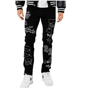 Jayden first Row black Jeans Menswear Day Casual Stylish Fitted Full Length Slim Fit Denim Pants Streetwear Mid Office