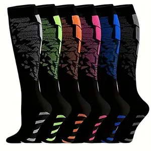 6 Pairs of Compression High-quality Sports Socks for Men and Women, Suitable for Running and Hiking, Comfortable and Lightweight Fabric, Moisture-wicking, Closed Toe Design, Non-slip Long Tube Support Socks, Suitable for Running and Traveling, football