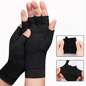 Copper Fiber Compression Gloves for Men – Fingerless Breathable Gym Gloves with Full Palm Protection, Anti-Slip Workout Gloves for Weightlifting, Cycling & Daily Use summerwins