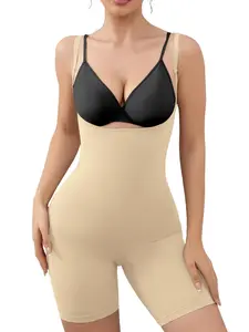 Mosebo Women's Seamless Nylon High Compression Shapewear Bodysuit - Firm Tummy Control, Open Bust, Sleeveless, Adjustable/Strapless, Waist Trainer Sculpting Faja, Minimalist Underwear for Women, Holiday Gift Idea