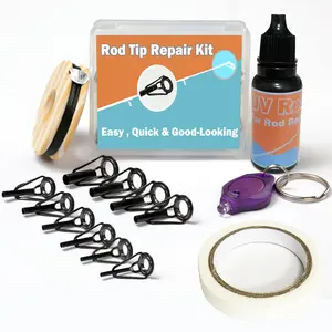 Fishing Rod Tip Repair Kit with Glue,Complete Supplies for Fishing Pole Tip Replacement with Fishing Rod Epoxy,Top Eyelets and Wrapping Thread