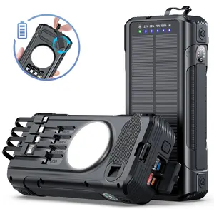 CUUUT 63900mAh solar battery pack, black portable solar charger, waterproof battery pack, external power charger suitable for outdoor activities and camping, 4-port output, LED flashlight charging function, perfect gift for your boyfriend.