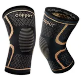 Unisex 2-Pack Copper Knitted Knee Braces with Patella Band - 3D Knitting Tech, Stretchy, Joint Support, Knee Pain Relief, Joint Pain Relief, Hand Wash, Volleyball Sports Use