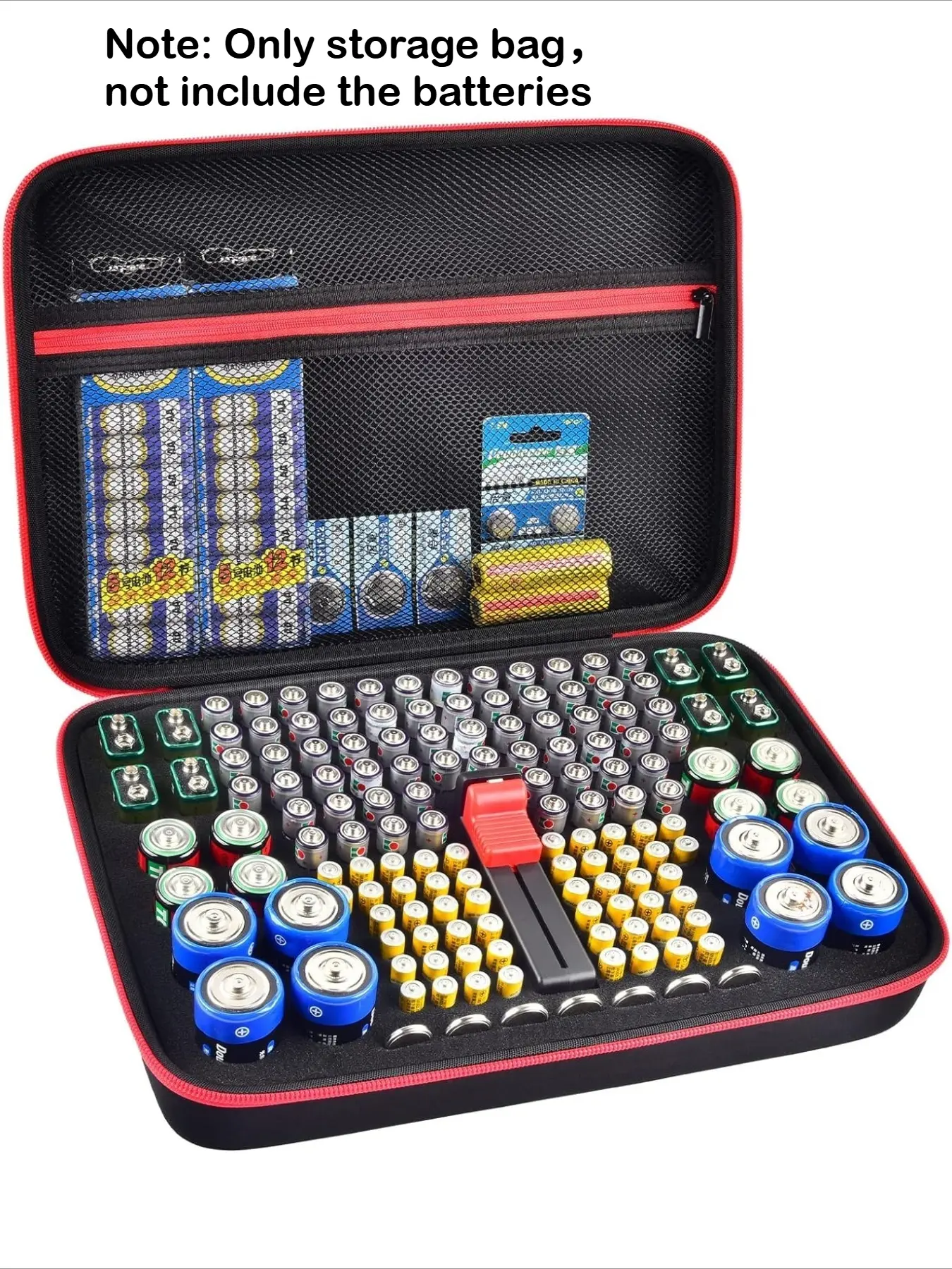 Battery Organizer Storage Holder, Box with Lid, Storage Batteries Storage Containers Box with Divided Compartments and Battery Tester Checker Fits for AA AAA 9V C D Lithium 3V CR2032 CR2025 (Case Not Includes Batteries)