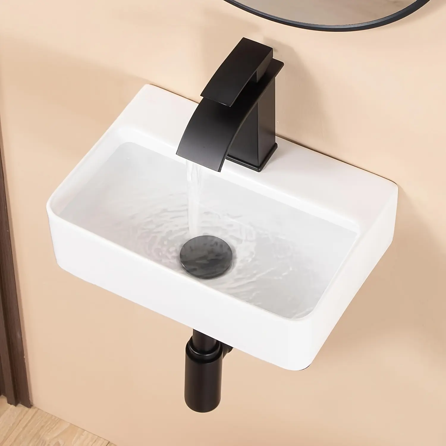 Small Bathroom Sink, Bathroom Basin, Wall-Mounted Ceramic Washbasin, Suitable For Home, Rv, Bathroom,