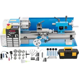 Father's Day Gift VEVOR Mini Metal Lathe, 7"x14", Benchtop Metal Lathe, 550W Variable Speed 2250 RPM Metal Lathe, with 3-jaw Chuck Mini Lathe Machine, Precision Mini Lathe w/Tool Box Digital Display for Metal Turning