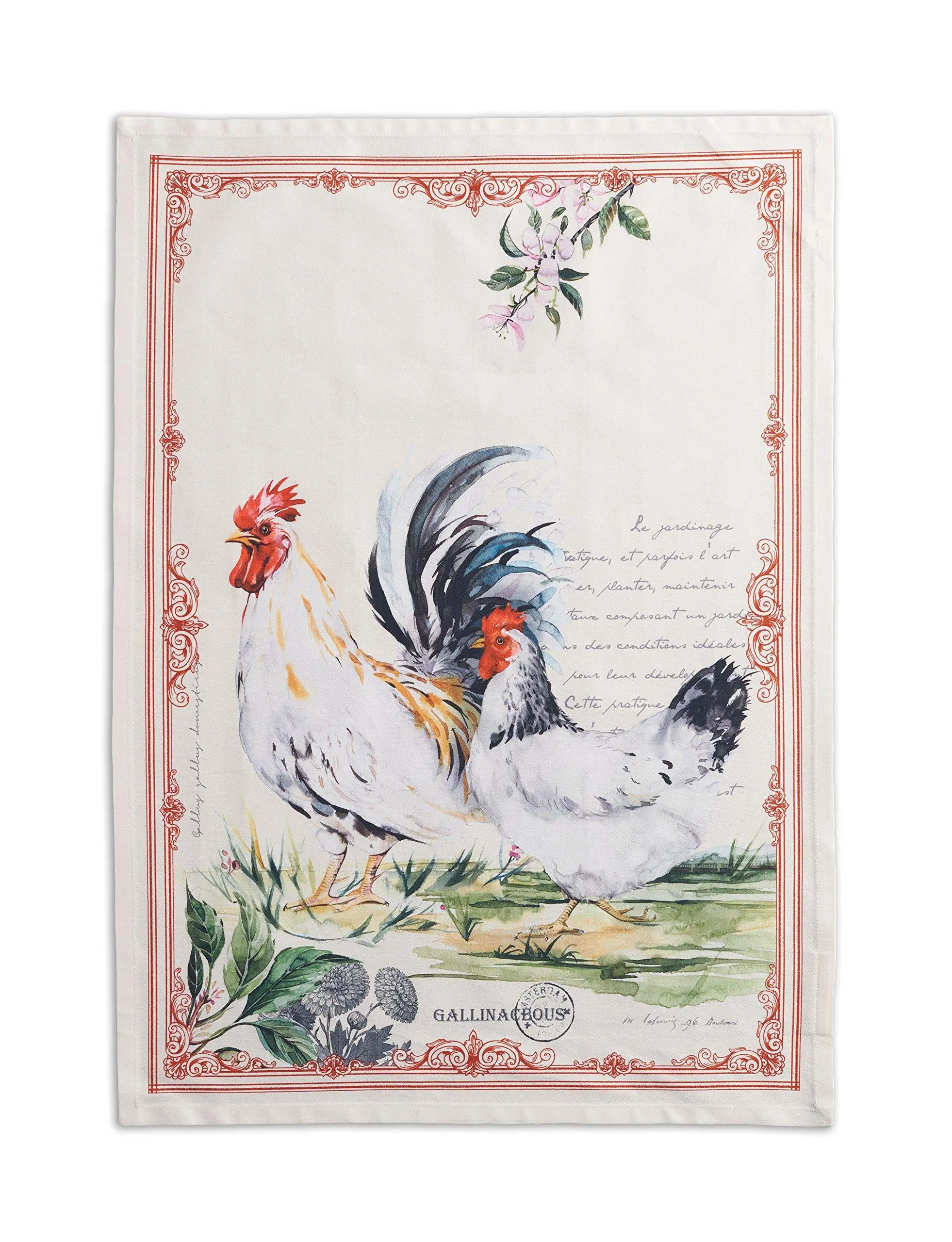 Maison d' Hermine Cotton Reusable Kitchen Towels - Absorbent, Hanging Loop, Bar Towels for Drying Dishes, Farmhouse Home Dining Cleaning Linens