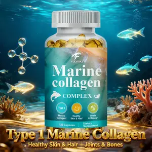 Marine Collagen Complex  for Joint Support, Hydrolyzed Type I & III Fish Collagen with MSM + GC, Hyaluronic Acid & Vitamin C for Skin, Hair & Nails, Wild-Caught Fish, Marine Collagen Peptides Capsules