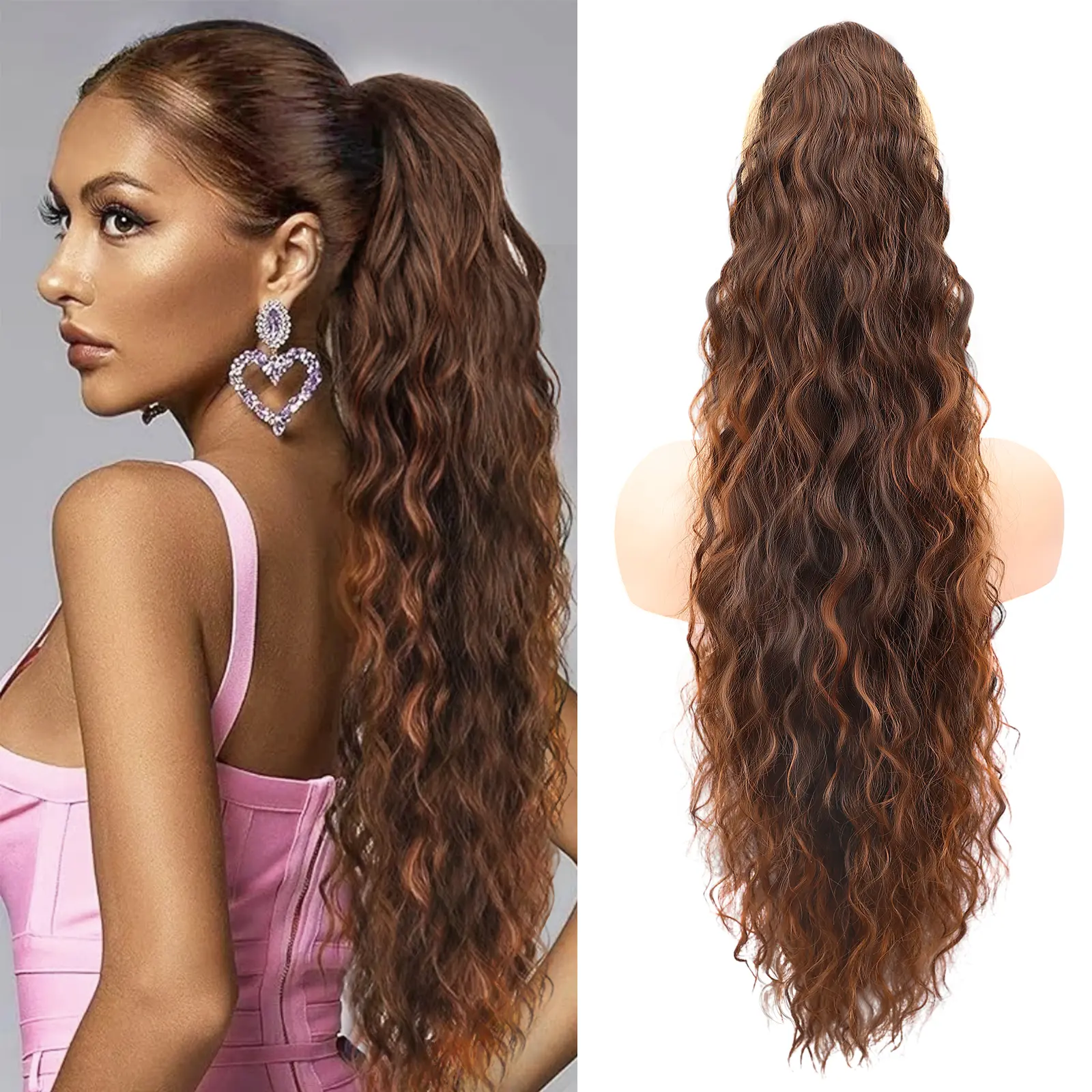 Almand Brown Claw clip Ponytails