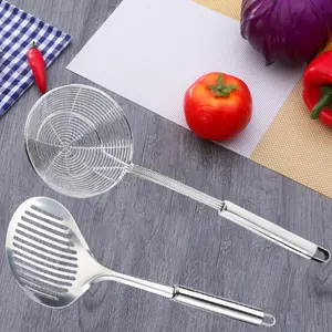 2PCS Kitchen Multi Kitchen Utensil Stainless Steel Cooking Skimmer Slotted Fish Turner Spatula Spoon Colander Drain Water Filter Spoon Ladle Spider Strainer Skimmer Ladle for Cooking and Frying supplies