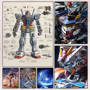Mobile Suit Gundam Anime Poster Gift with prints Home bedroom living room decoration promotion and display suitable for bedroom bar parlor home decor gift fade-Resistant, Non-sticky, vibrant Wall print poster