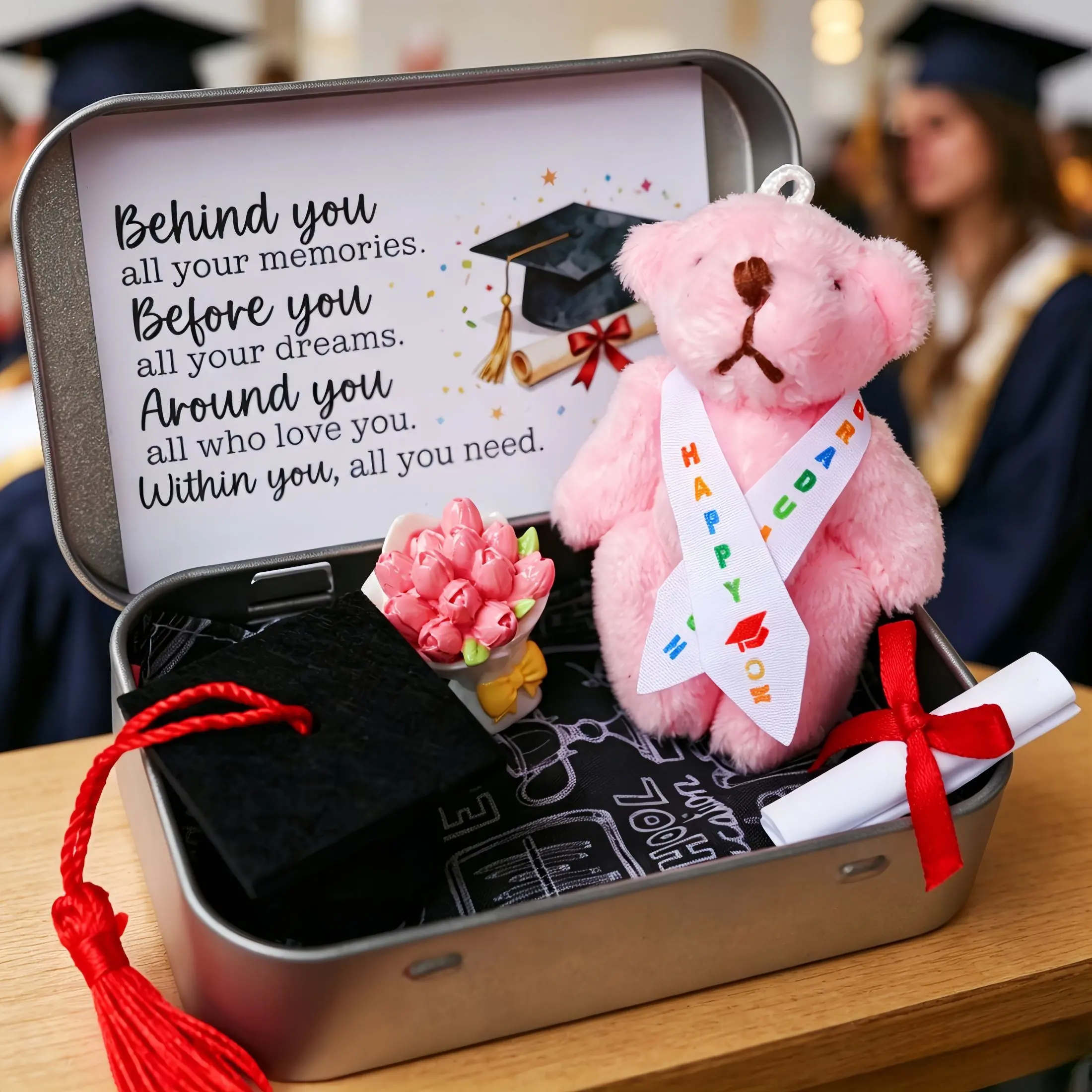 Graduation Pocket Bear Hug Gift Set, Inspirational Tiny Teddy Bear Keepsake with Graduation Card, Perfect Graduation Favor for Class of 2026, Graduation Gifts