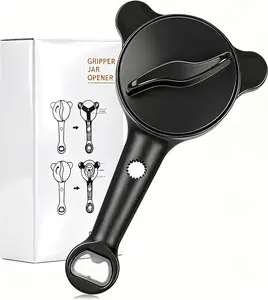 4-in-1 adjustable jar opener for seniors and people with weak hands, stainless steel lid remover, easy-open bottle and can opener for kitchen jars and bottles