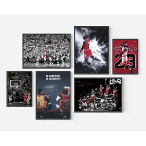 Sports Poster Michael Jordan Basketball Superstar Wall Art for Bedroom Gym Room Decorations with Iconic Moments and Motivational Quotes