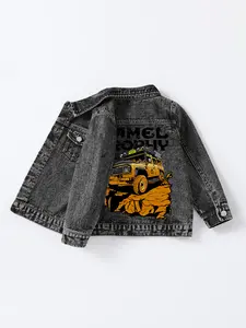Camel Trophy Boys' Denim Jacket, Hard Core Off-Road Style, Spring Summer Camping/hiking/school Wear, Casual Cartoon Pattern