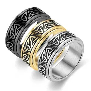 Celtic triangle knot rotatable ring titanium steel ring men's and women's daily wear gift
