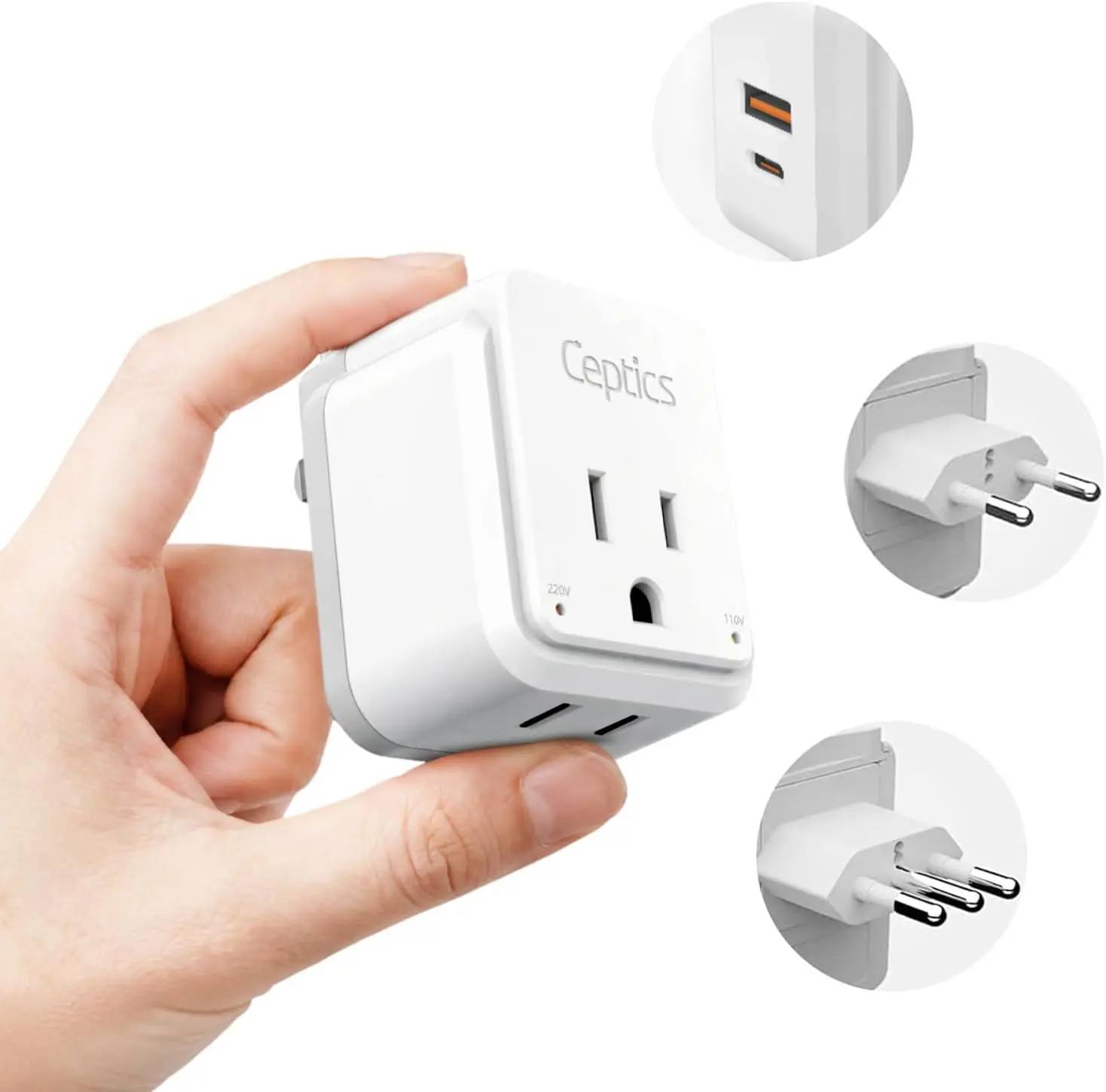 Italy, Chile Travel Adapter Set | Type C, L - USB & USB-C Ports + 2 US Outlets (PAK-IT)