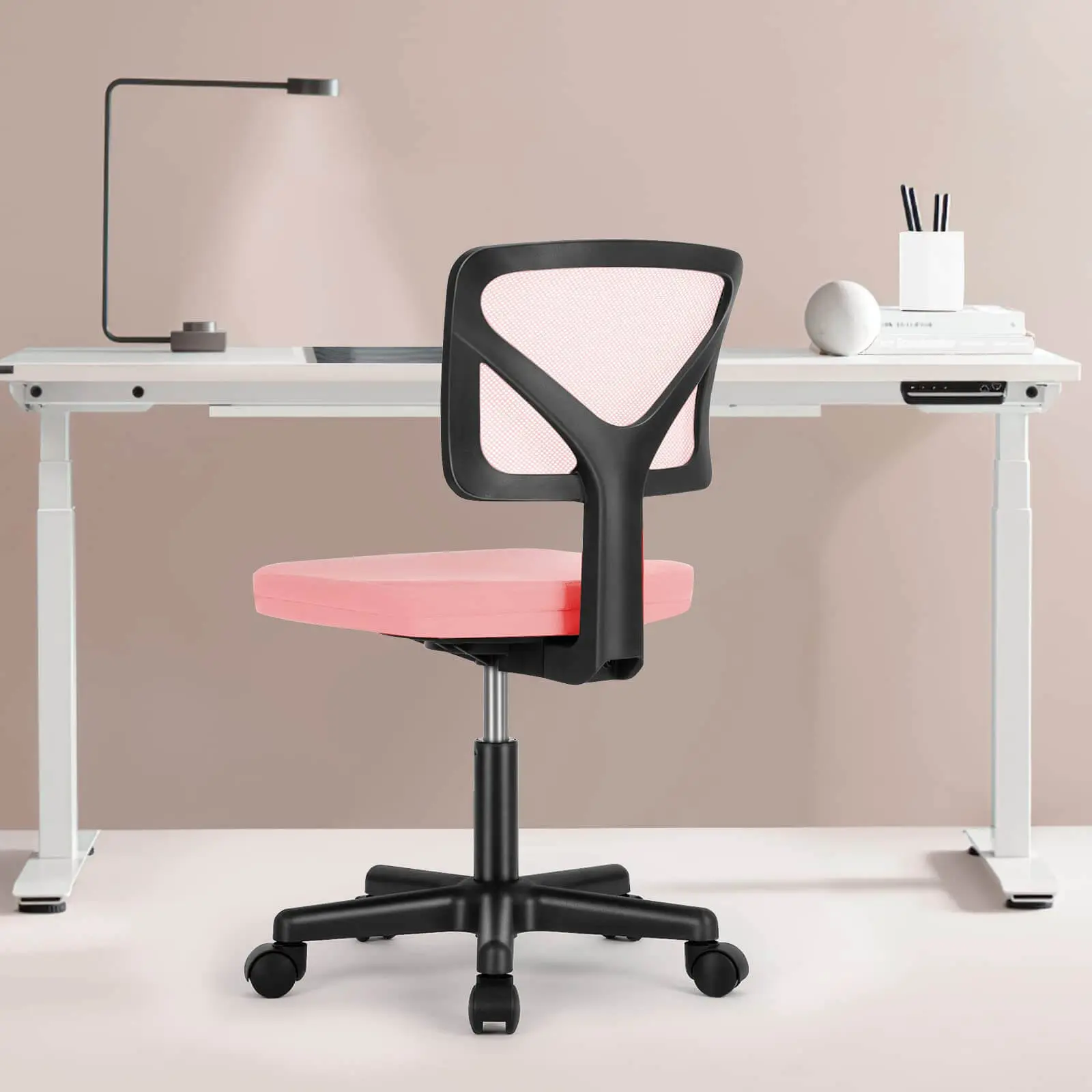 Ergonomic Armless Low-Back Mesh Office Chair - 360-Degree Swivel Rolling Desk Chair with Lumbar Support, Casters for Commercial Office Furniture Use (Armchairs Category Inclusion), Ergonomic Office Chairs, Armchairs Ergonomic Office Chair