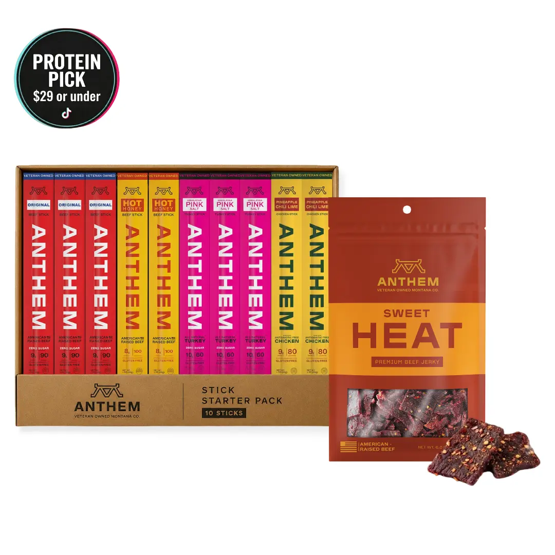 Meat Sticks + Beef Jerky Variety Pack | TIKTOK EXCLUSIVE | 10 Meat Sticks + 1 Beef Jerky | 4 Different Flavors | Original, Pineapple Chili Lime, Hot Honey, Pink Himalayan