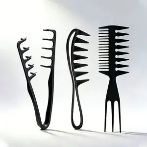Men's Salon Hair Styling Comb Set, Wide-Tooth Comb for Textured Hairstyles, Pompadour Style Comb, Voluminous Look Styling Comb, Root-Lifting Comb
