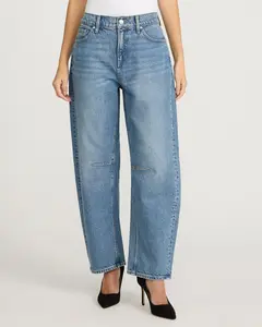 Express Mid Rise Light Wash Barrel Jeans