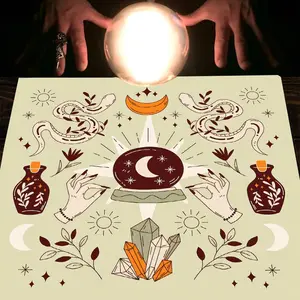 1pc Bohemian, Spiritual, Neo-Pagan Crystal Moon Snake Square Altar Cloth Mystical Witchy Tablecloth Tarot Card Spread Reading Cloth Tapestry Wall Hanging Home Decor Yule Christmas Gift Versatile Use