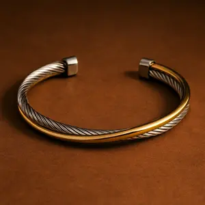 Twisted Titanium Steel Cable Bracelet Unisex Gold and Silver Minimalist Bangle for Women and Men Adjustable Open Design Elegance and Durability