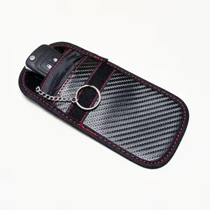 Carbon Fiber Car Key Shield Bag Faraday Cage RFID Blocking Card Holder Anti-Theft Storage, Durable Protection for Keys & Cards, Car Key Protector