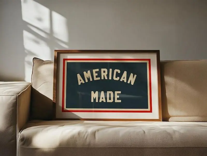 Rustic American Made Print Retro United States Art, Patriotic Decor, Americana