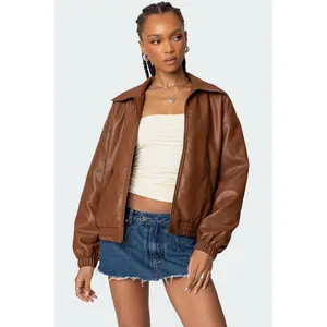 Halley Faux Leather Bomber Jacket