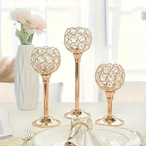 3-piece Crystal Candlestick, Windproof Candlestick, Candle Holder, Christmas and Halloween dinner photography props, wedding anniversary decoration, home hotel decoration, birthday gift, suitable for desktop center decoration, wedding, catering.
