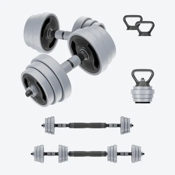 BetterMe Adjustable Home Weight Set Up to 44 LB 3-in-1 Dumbbell, Barbell & Kettlebell for Home Gym